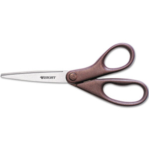 Design Line Straight Stainless Steel Scissors, 8" Long, 3.13" Cut Length, Burgundy Straight Handle - ACM41511