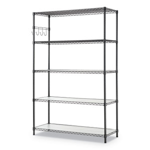5-Shelf Wire Shelving Kit With Casters And Shelf Liners, 48w X 18d X 72h, Black Anthracite - ALESW654818BA