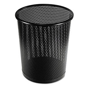 Urban Collection Punched Metal Wastebin, 20.24 Oz, 9" Diameter, Steel, Black Satin - AOPART20017