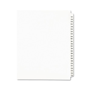 Preprinted Legal Exhibit Side Tab Index Dividers, Avery Style, 25-Tab, 151 To 175, 11 X 8.5, White, 1 Set, (1336) - AVE01336