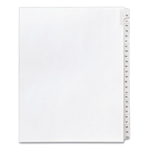 Preprinted Legal Exhibit Side Tab Index Dividers, Allstate Style, 25-Tab, 76 To 100, 11 X 8.5, White, 1 Set, (1704) - AVE01704