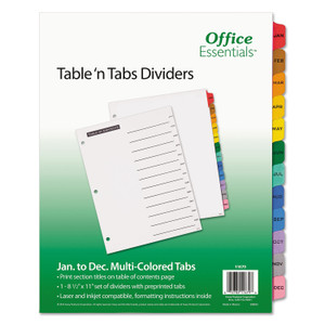 Table 'n Tabs Dividers, 12-Tab, Jan. To Dec., 11 X 8.5, White, 1 Set - AVE11679