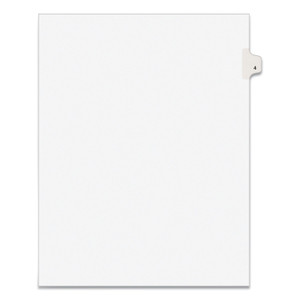 Preprinted Legal Exhibit Side Tab Index Dividers, Avery Style, 10-Tab, 4, 11 X 8.5, White, 25/pack - AVE11914