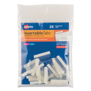 Insertable Index Tabs With Printable Inserts, 1/5-Cut Tabs, Clear, 1" Wide, 25/pack - AVE16221