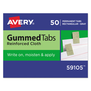 Gummed Reinforced Index Tabs, 1/12-Cut Tabs, Gray, 0.44" Wide, 50/pack - AVE59105