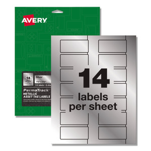 Permatrack Metallic Asset Tag Labels, Laser Printers, 1.25 X 2.75, Silver, 14/sheet, 8 Sheets/pack - AVE61528