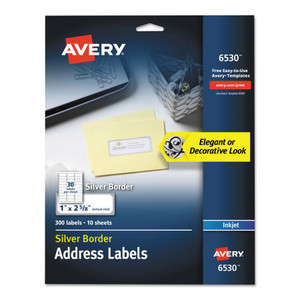 White Easy Peel Address Labels W/ Border, Inkjet Printers, 1 X 2.63, White, 30/sheet, 10 Sheets/pack - AVE6530