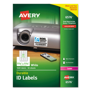 Durable Permanent Id Labels With Trueblock Technology, Laser Printers, 1.25 X 1.75, White, 32/sheet, 50 Sheets/pack - AVE6576