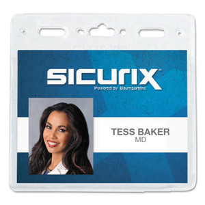 Sicurix Vinyl Badge Holder, 4 X 3, Clear, 50/pack - BAU67830