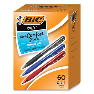 Bu3 Ballpoint Pen, Retractable, Medium 1 Mm, Assorted Ink And Barrel Colors, 60/pack - BICBU360AST