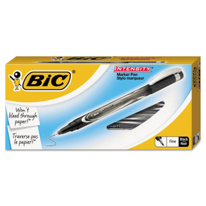 Intensity Porous Point Pen, Stick, Fine 0.5 Mm, Black Ink, Black Barrel, Dozen - BICFPIN11BK
