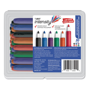 Intensity Low Odor Fine Point Dry Erase Marker Value Pack, Fine Bullet Tip, Assorted Colors, 30/set - BICGDE30AST