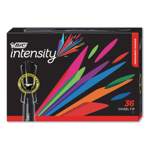Intensity Chisel Tip Permanent Marker Value Pack, Broad Chisel Tip, Black, 36/pack - BICGPMM36BK