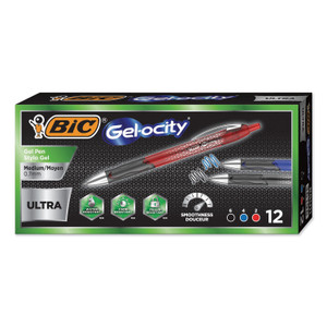 Gel-Ocity Ultra Gel Pen, Retractable, Medium 0.7 Mm, Assorted Ink And Barrel Colors, Dozen - BICRGU11AST