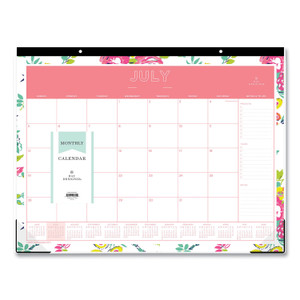 Day Designer Peyton Academic Desk Pad, Floral Artwork, 22 X 17, Black Binding, Clear Corners, 12-Month (july-June): 2021-2022 - BLS107938