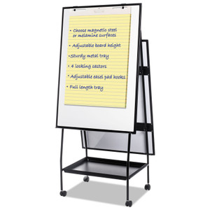 Creation Station Magnetic Dry Erase Board, 29 1/2 X 74 7/8, Black Frame - BVCEA49145016