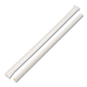Individually Wrapped Paper Straws, 7.75" X 0.25", White, 3,200/carton - BWKPPRSTRWWR