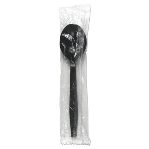 Heavyweight Wrapped Polypropylene Cutlery, Soup Spoon, Black, 1,000/carton - BWKSSHWPPBIW