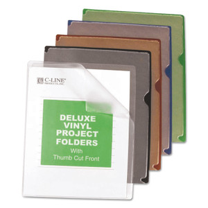Deluxe Vinyl Project Folders, Letter Size, Assorted Colors, 35/box - CLI62150