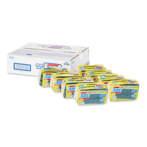 Heavy Duty Scrubber Sponge, 2.5 x 4.5, 0.9" Thick, Yellow/Green, 3/Pack, 8 Packs/Carton - CLO91029CT