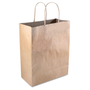 Premium Shopping Bag, 8" X 4" X 10.25", Brown Kraft, 50/box - COS098375