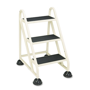 Stop-Step Ladder, 32.75", 300 Lb Capacity, 3 Steps, Aluminum, Beige - CRA103019