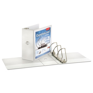 Expressload Clearvue Locking D-Ring Binder, 3 Rings, 5" Capacity, 11 X 8.5, White - CRD49150