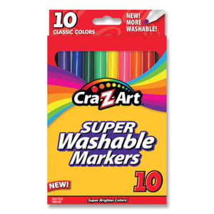 Super Washable Markers, Fine Bullet Tip, Assorted Colors, 10/set - CZA1016148