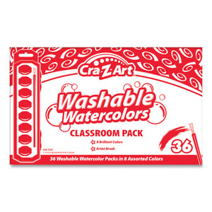 Washable Watercolor Classroom Pack, 8-Color Kits (Assorted Colors), 36 Kits/Box - CZA24011