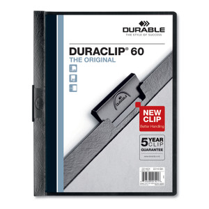 Duraclip Report Cover, Clip Fastener, 8.5 X 11, Clear/black, 25/box - DBL221401