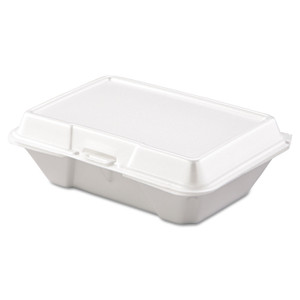 Foam Hinged Lid Containers, 1-Compartment, 6.4 X 9.3 X 2.9, White, 200/carton - DCC205HT1