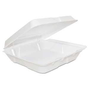 Foam Hinged Lid Containers, 8 X 8 X 2.25, White, 200/carton - DCC80HT1R