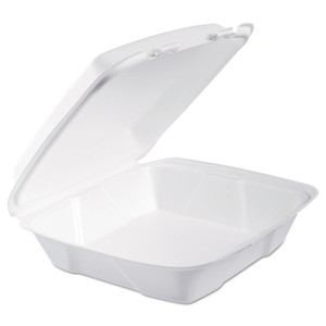 Foam Hinged Lid Containers, 9 X 9 X 3, White, 200/carton - DCC90HT1R