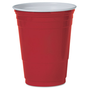 Solo Plastic Party Cold Cups, 16 Oz, Red, 50/pack - DCCP16RPK