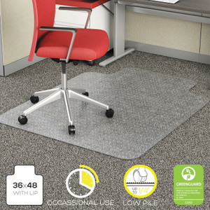 Economat Occasional Use Chair Mat, Low Pile Carpet, Roll, 36 X 48, Lipped, Clear - DEFCM11112COM