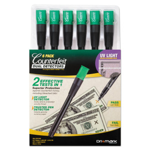 Counterfeit Money Detection System, Uv Light; Watermark Detector; Color Change Ink, U.s. Currency, 0.8 X 0.8 X 6, Black/green - DRI351UV6