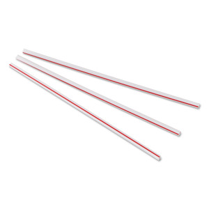 Unwrapped Hollow Stir-Straws, 5.5", Plastic, White/red, 1,000/box, 10 Boxes/carton - DXEHS551