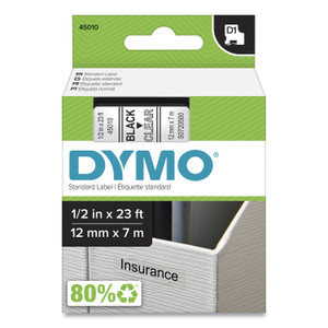 D1 High-Performance Polyester Removable Label Tape, 0.5" X 23 Ft, Black On Clear - DYM45010