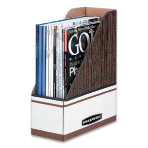 Corrugated Cardboard Magazine File, 4 X 9 X 11.5, Wood Grain, 12/carton - FEL07223