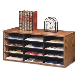 Particle Board Desktop Sorter, 12 Section, 29 X 11.88 X 12.94, Medium Oak - FEL25400