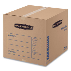 Smoothmove Basic Moving Boxes, Medium, Regular Slotted Container (rsc), 18" X 18" X 16", Brown Kraft/blue, 20/bundle - FEL7713901