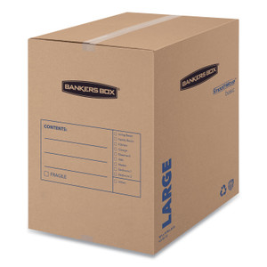Smoothmove Basic Moving Boxes, Large, Regular Slotted Container (rsc), 18" X 18" X 24", Brown Kraft/blue, 15/carton - FEL7714001