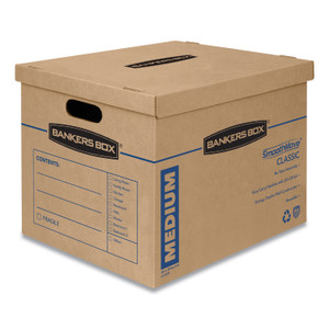 Smoothmove Classic Moving/storage Boxes, Medium, Half Slotted Container (hsc), 18" X 15" X 14", Brown Kraft/blue, 8/carton - FEL7717201