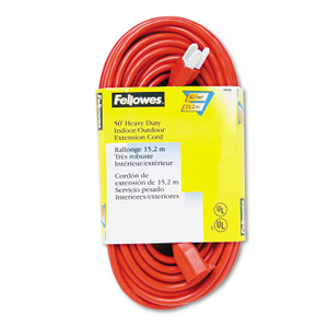 Indoor/outdoor Heavy-Duty 3-Prong Plug Extension Cord, 1-Outlet, 50ft, Orange - FEL99598