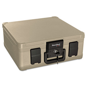 Fire And Waterproof Chest, 0.27 Cu Ft, 15.9w X 12.4d X 6.5h, Taupe - FIRSS103