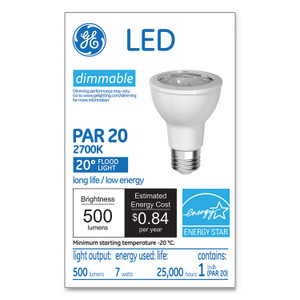 Led Par20 Dimmable Warm White Flood Light Bulb, 2700k, 7 W - GEL93360
