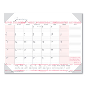 Recycled Monthly Desk Pad Calendar, Breast Cancer Awareness Artwork, 18.5 X 13, Black Binding/corners,12-Month(jan-Dec): 2022 - HOD1466
