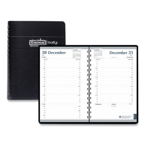 Memo Size Daily Appointment Book With 15-Minute Schedule, 8 X 5, Black Cover, 12-Month (jan To Dec): 2022 - HOD28802