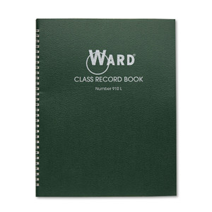 Class Record Book, Nine To 10 Week Term: Two-Page Spread (38 Students), 11 X 8.5, Green Cover - HUB910L