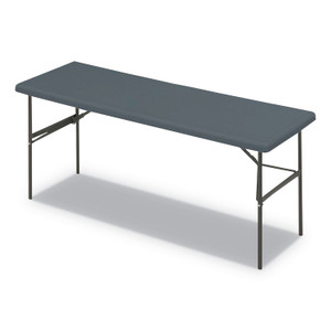 Indestructable Classic Folding Table, Rectangular Top, 1,200 Lb Capacity, 72 X 24 X 29, Charcoal - ICE65387